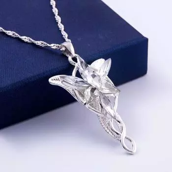 Ожерелье из фильма Arwen Evenstar, серебряное ожерелье с подвеской в виде кристаллов для женщин и девочек, вечерние ювелирные изделия, подарочные ювелирные изделия