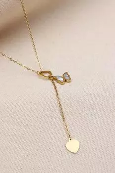 Ожерелье из фильтрованной стали золотого цвета со стальной фигуркой бабочки