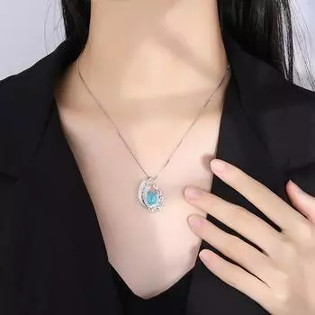 Ожерелье из гальванизированного серебра с цирконием, легкое роскошное ожерелье из параибы, имитация изумрудного кулона