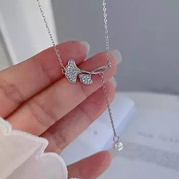 Ожерелье из гинкго билоба, женское, минималистичное, нишевое, темпераментное, Sansheng, счастливая, ключичная цепочка, легкая, роскошная, дизайн, нержавеющая сталь, ключичная цепочка