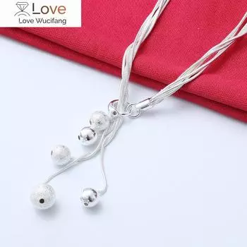 Ожерелье из гладких бусин из 925 пробы с тиснением из серебра для женщин, вечеринок, свадебных аксессуаров, модных украшений, популярных брендов, подарков