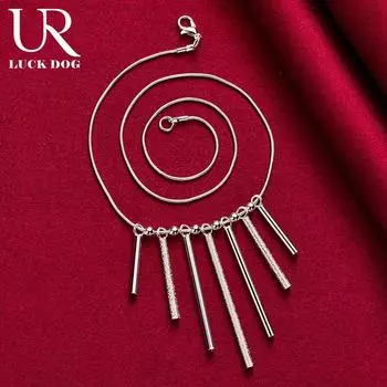 Ожерелье из гладкого бисера в виде змеи из стерлингового серебра 925 пробы, модные свадебные украшения 50CM