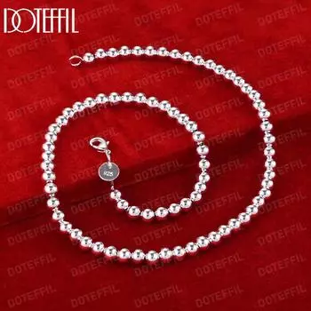 Ожерелье из гладкого серебра 925 пробы с шариками и бусинами, модные свадебные украшения 45CM