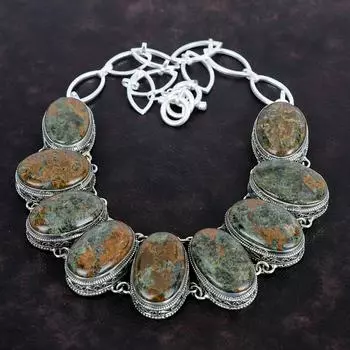 Ожерелье из граната спессартина в известняке, ожерелье из стерлингового серебра 925 пробы, регулируемое ожерелье из цепочки, ювелирные изделия из драгоценных камней, винтажное ожерелье ручной работы