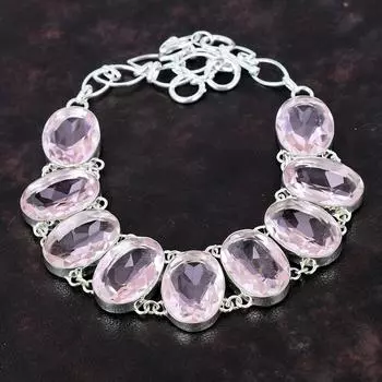 Ожерелье из граненого розового кунцита, ожерелье из стерлингового серебра 925 пробы, ювелирные изделия из драгоценных камней, регулируемая цепочка ручной работы, ожерелье, удивительный ювелирный подарок для нее Adjustable
