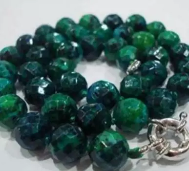 Ожерелье из граненых круглых бусин из азурита диаметром 10 мм, 18 дюймов