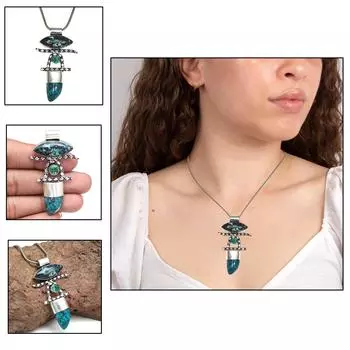 Ожерелье из хризоколлы Подарочное аметистовое украшение N-1004 Лимон Бразилия