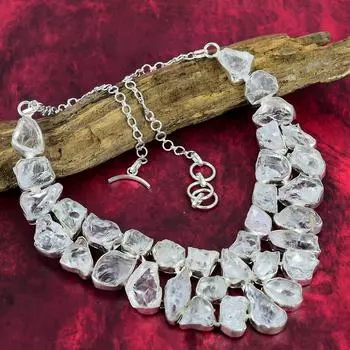 Ожерелье из хрустального кварца, ожерелье из стерлингового серебра 925 пробы, ювелирные изделия ручной работы из драгоценных камней, регулируемая цепочка, ожерелье, подарок для женщин, ювелирные изделия Adjustable with 18 inches белый