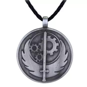 Ожерелье из игры Fallout 4 с логотипом Братства Стали, круглая металлическая подвеска-цепочка из веревки 1