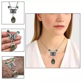 Ожерелье из императорского серебра с яшмой, подаренное драгоценным камнем, подвеска из натурального камня