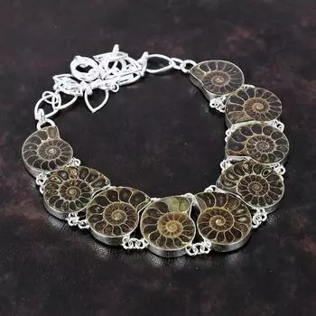 Ожерелье из ископаемого аммонита, ожерелье из стерлингового серебра 925 пробы, ювелирные изделия из драгоценных камней, регулируемая цепочка ручной работы, ожерелье, ювелирные изделия из камня, подарок для друга