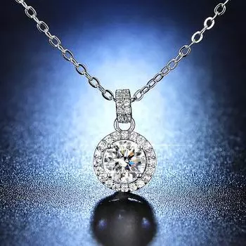 Ожерелье из искусственного муассанита весом в один карат, женская роскошная круглая цепочка на ключицу, универсальная женская модель