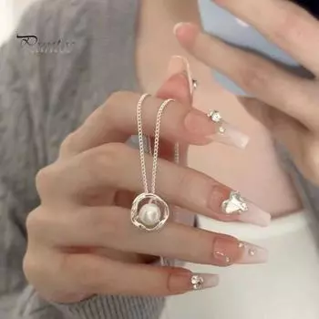 Ожерелье из искусственного жемчуга для женщин, легкое, регулируемое, изящное, металлическое, для девушек, ожерелье на ключицу, модные украшения, подарок на день рождения серебряный