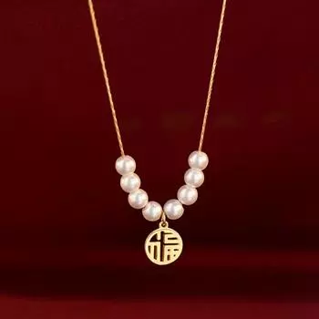 Ожерелье из искусственного жемчуга Fu Brand, женская легкая роскошная цепочка на ключицу, регулируемая подвеска