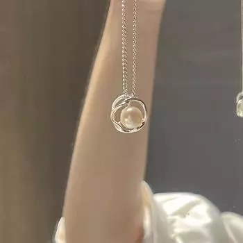 Ожерелье из искусственного жемчуга и розы, женское, легкое, роскошное, нишевое, темпераментное, корейская версия, аксессуары для поездок на работу, цепочка на ключицу из нержавеющей стали