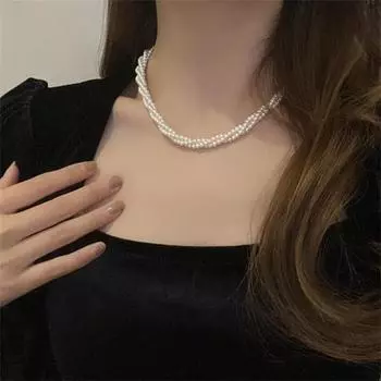 Ожерелье из искусственного жемчуга, многослойное колье с подвеской из искусственного жемчуга, свадебный воротник, цепочка