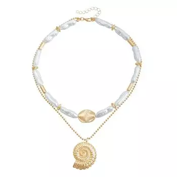 Ожерелье из искусственного жемчуга неправильной формы в виде раковины, женские ювелирные аксессуары золотой