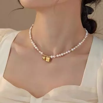 Ожерелье из искусственного жемчуга Qiqi Hard Work не выцветает, женская осенне-зимняя цепочка для свитера, высококачественная цепочка на ключицу, бисерные украшения для женщин