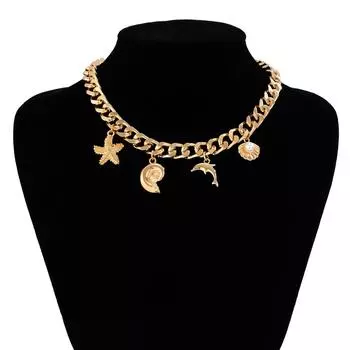 Ожерелье из искусственного жемчуга в океанском стиле, смешанное с пляжным ожерельем в форме морской звезды