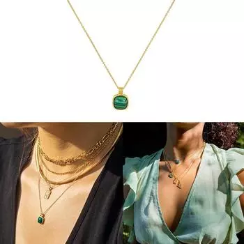 Ожерелье из изумрудного циркония для женщин из стерлингового серебра 925 пробы с квадратной подвеской на длинной цепочке, для свадебной вечеринки 45cm