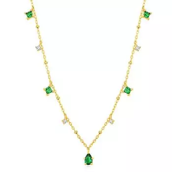 Ожерелье из изумрудного циркония в стиле ретро на все тело, легкое, роскошное, простое и щедрое, в японском стиле с каплями воды, для женщин