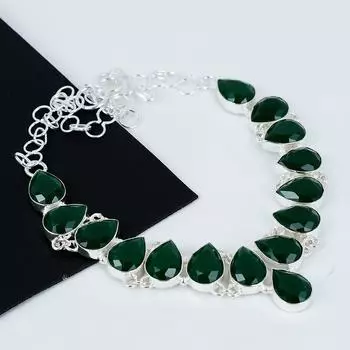 Ожерелье из изумрудного серебра, украшения изумрудно-зеленого цвета, изумрудный драгоценный камень, ювелирные изделия из стерлингового серебра 925 пробы, изысканное хрустальное ожерелье для подарков 20 зелёный