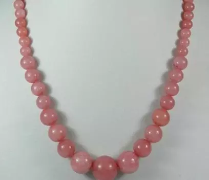 Ожерелье из изысканного розового круглого бисера с родохрозитом 6-14 мм
