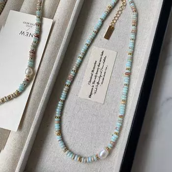 Ожерелье из камня Шоушань, цепочка на ключицу из натуральной змеиной кожи с бусинами, простая литературная и ретро-цепочка на шею из пресноводного жемчуга высокого класса