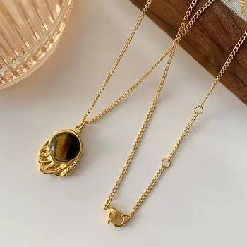 Ожерелье из камня тигровый глаз не выцветает, женское летнее высококлассное чувственное легкое роскошное ретро-аксессуары ювелирные изделия цепочка на ключицу Майяра
