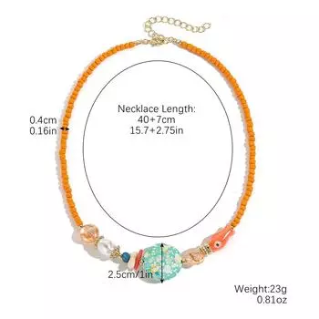 Ожерелье из керамики с цветными бусинами в виде ключицы в виде морской волны, маленькое ожерелье в стиле бохо для женщин 47cm оранжевый