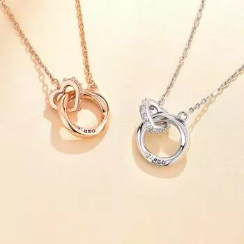 Ожерелье из кольца Mobius, женское, двойное кольцо, ключичная цепочка, темперамент, легкое, роскошное, круглое кольцо из нержавеющей стали, прочная цепочка