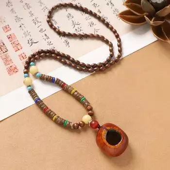 Ожерелье из кости яка длинное из бусин экзотическое ретро литературное цепочка для свитера хлопковые и льняные аксессуары женские