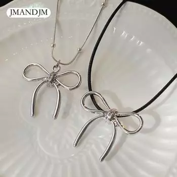 Ожерелье из кожи с бантом для женщин, ниша, ретро, темперамент, аксессуары, милые, крутые, красотки, цепочка на ключицу, персонализированные украшения