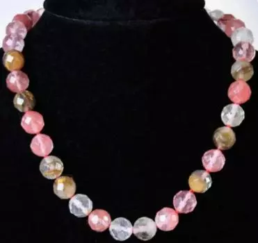 Ожерелье из красивых бус с ограненным арбузным турмалином диаметром 10 мм, 18 дюймов.