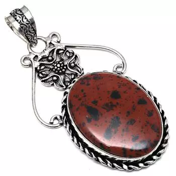 Ожерелье из красного дерева, обсидиана, драгоценного камня, подарок для нее, ювелирные изделия 2,75 дюйма