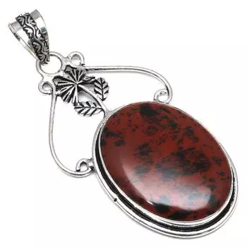 Ожерелье из красного дерева, обсидиана, драгоценного камня, подарок для нее, ювелирные изделия 2,75 дюйма