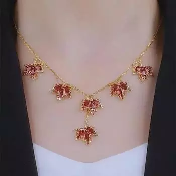 Ожерелье из красного кленового листа в стиле ретро - осенне-зимний женский легкий роскошный модный аксессуар