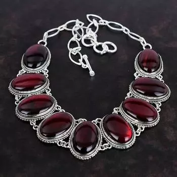 Ожерелье из красного огненного лабрадорита, ожерелье ручной работы из драгоценных камней, ожерелье из стерлингового серебра 925 пробы, винтажные ювелирные изделия, регулируемое ожерелье из цепочки, подарок для мамы