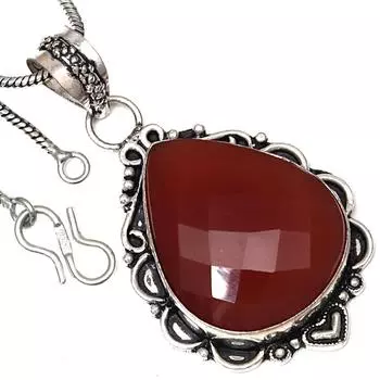 Ожерелье из красного оникса, ограненный драгоценный камень, ручная работа, антикварное ювелирное изделие 2 дюйма