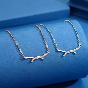 Ожерелье из крученой веревки с бантом из стерлингового серебра 925 пробы, женское ожерелье из крученой ключичной цепочки из розового золота 18 карат с маленьким ароматным ветром и крестом 925 Silver