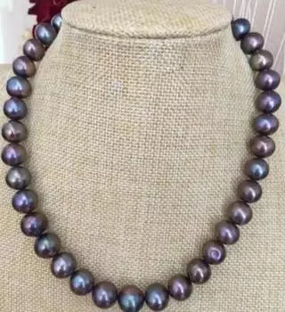 Ожерелье из круглого черного, красного, зеленого жемчуга Южного моря 9-10 мм, 18 дюймов