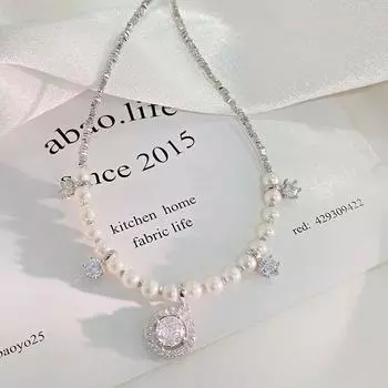 Ожерелье из круглого циркония с легкой роскошью и изысканным ощущением, французский романтический темперамент, изысканная цепочка на ключицу