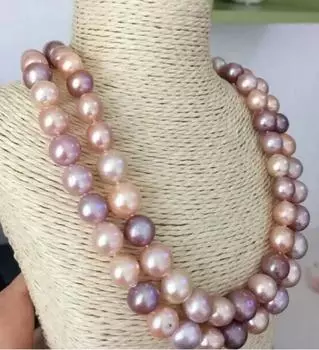Ожерелье из круглого многоцветного жемчуга Южного моря длиной 12-15 мм длиной 34 дюйма