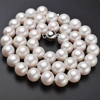 Ожерелье из круглого натурального жемчуга класса 10-11 мм, 17 дюймов.