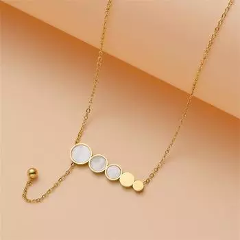 Ожерелье из круглой ракушки из нержавеющей стали, темпераментная девичья геометрическая цепочка на ключицу золотой