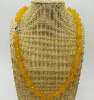 Ожерелье из круглых бусин из натурального желтого топаза 10 мм 18 дюймов