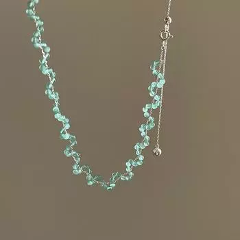 Ожерелье из круглых бусин из свежего льда и прозрачного натурального камня для женщин, легкая, роскошная, элегантная, уникальная, модная, универсальная, на шею, цепочка на ключицу