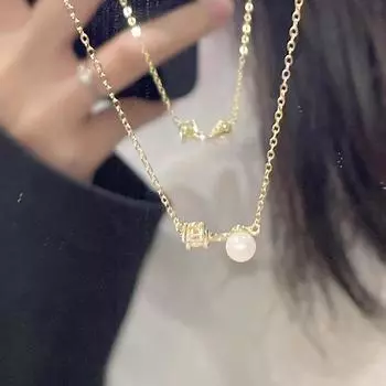 Ожерелье из кубического циркония Sugar Cube для женщин, простая нишевая цепочка на ключицу из нержавеющей стали