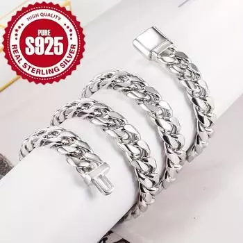 Ожерелье из кубинской цепочки из стерлингового серебра 925 пробы белый