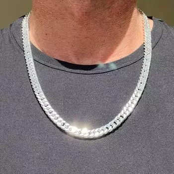 Ожерелье из кубинской цепочки с панцирем из стерлингового серебра 925 пробы для мужчин и женщин, модная посеребренная цепочка белый